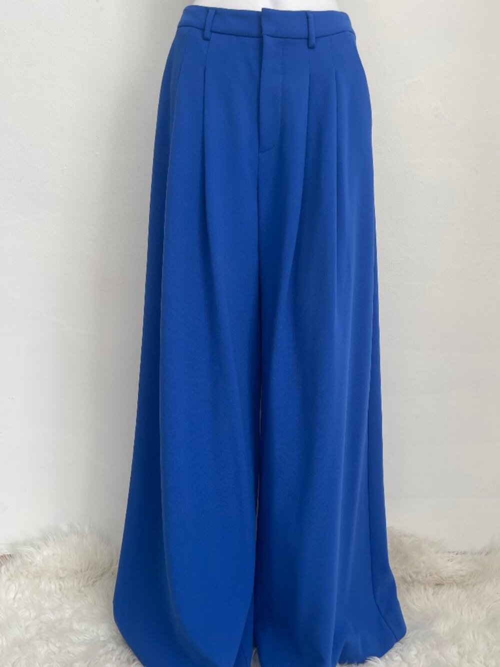 MAEVE by Anthropologie Blue Wide-Leg Pleated Trousers